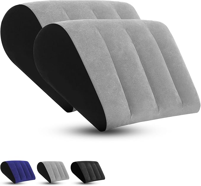 TheClover Portable Inflatable Wedge Pillow Cushion - 2 Pack Body Positioners Foldable Wedge Pillow for Sleeping,Back,Travel,Bed,Leg Elevation with Fast Inflation Deflation(Grey)