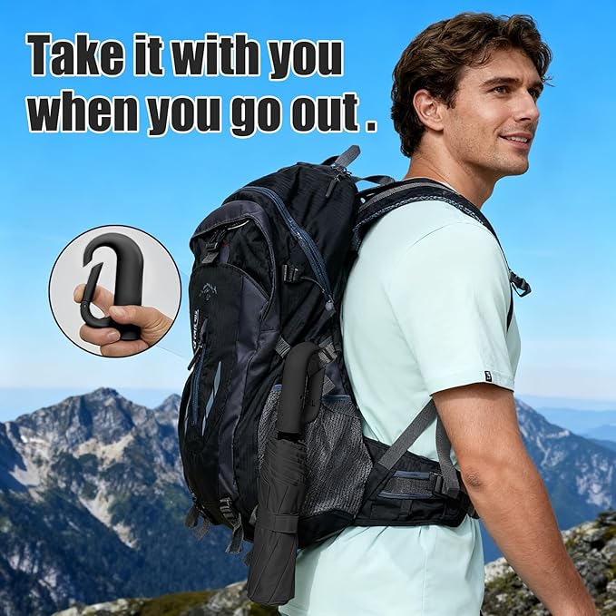 Compact Automatic Folding Travel Umbrella-Windproof Rainproof, PF50+ Sun Protection for Hiking,Outdoor,Chool,Golf Course & Daily Use,Sturdy Multi-Ribbed Frame