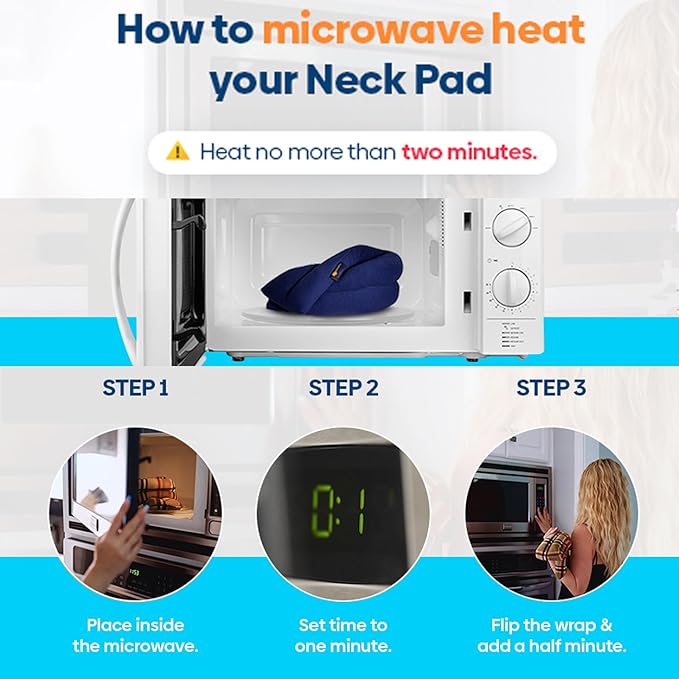 SunnyBay Microwave Heating Pad, Microwavable Cold or Heated Neck and Shoulder Wrap, Moist and Weighted Hands-Free Beanbag Pack with Wide Neck Coverage 26 Inches Long-Length Cotton, Navy Blue