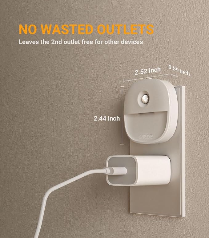 Plug in Night Light with Motion Sensor and Dusk to Dawn Sensor, Dimmable Cool White Nightlight with 1-50lm Adjustable Brightness for Bedroom, Bathroom, Stairs, Hallway, 4 Pack