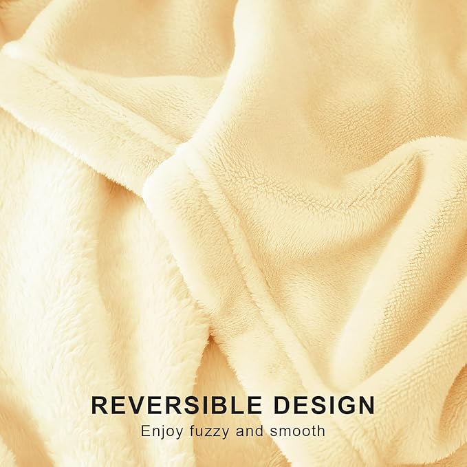Hansleep Fleece Cream Yellow Full Blanket, Super Soft Flannel Fuzzy Plush Cozy Blanket for All Seasons, Cream Yellow, Full 84x90 Inches