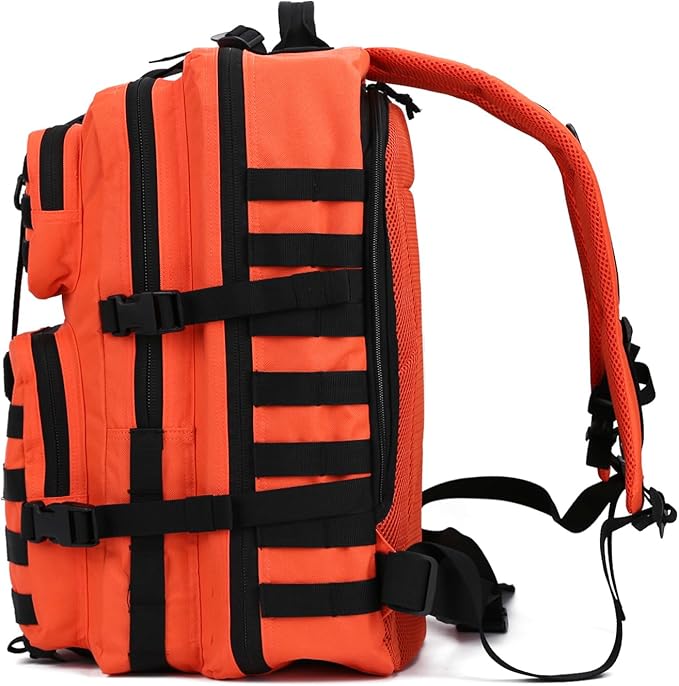REEBOW GEAR Military Tactical Backpack for Men Large Army 3 Day Assault Pack Molle Bag Backpacks (Orange-black)
