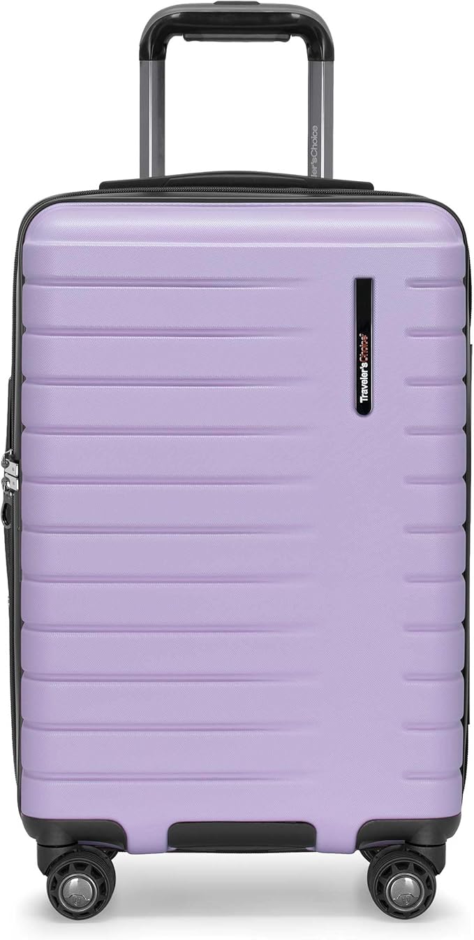 Traveler's Choice Archer Polycarbonate Hardside Spinner Luggage Set, Tie Down Straps, Light Purple, 2-Piece