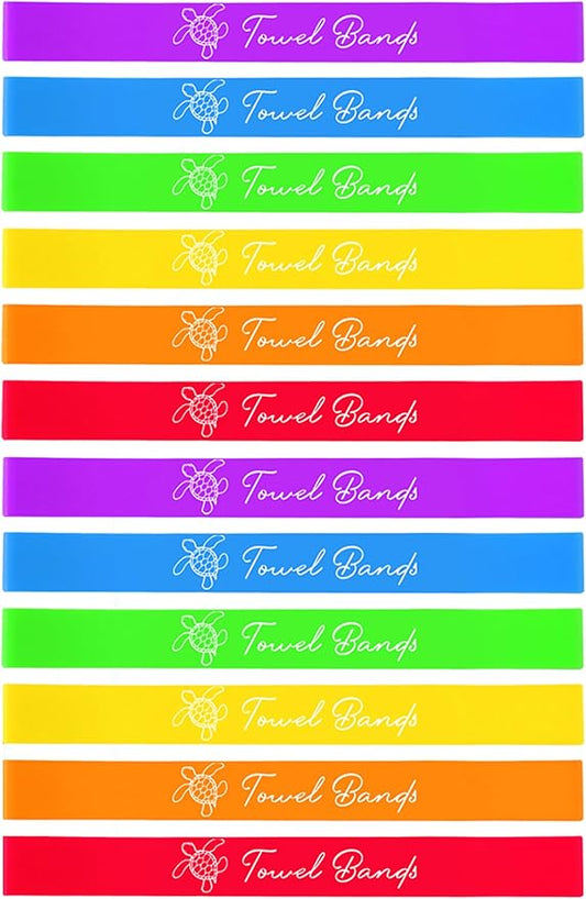 12 Pack Towel Band for Beach Pool Lounge Chair Strap Clip Carnival Cruise Ship Essentials Summer Vacation Must Have Hawaiian Trip Accessories Door Decoration Magnetic Women Bag Gift Beachy Trip