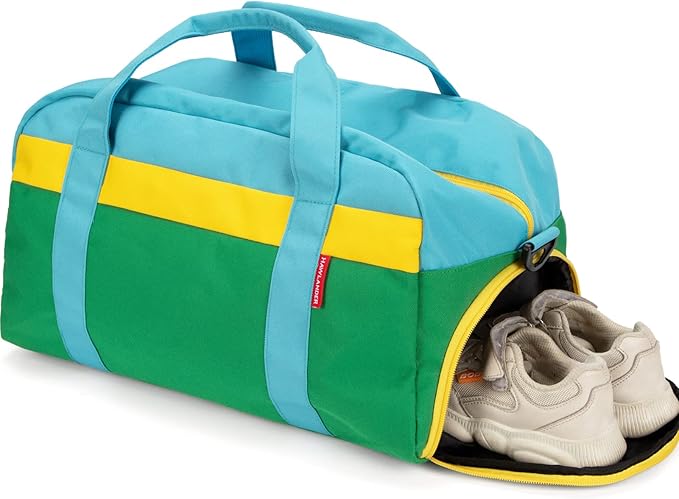 HawLander Kids Duffle Bag for Boys or Girls, Fit Sports Practice, or Overnight Travel Weekend (Green)