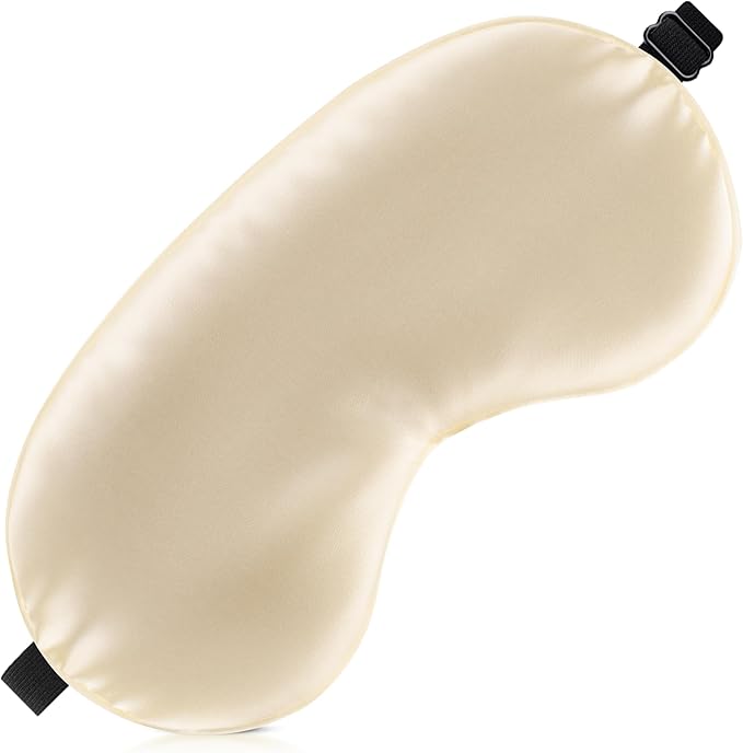 Sleep Mask Silk Eye Mask for Men Sleeping Mask, Adjustable Elastic Strap for Night Shading Sleep Mask, Soft and Comfortable for Both Men and Women (Champagne)
