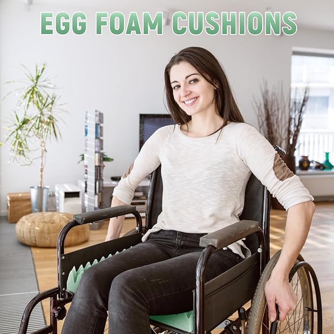 Geiserailie 2 Pcs Egg Foam Pad Eggs Chair Cushion to Relieve Back Foam Seat Cushion Chair Accessories Pad for Office Recliner Wheelchair Home Car (Egg,Light Green)