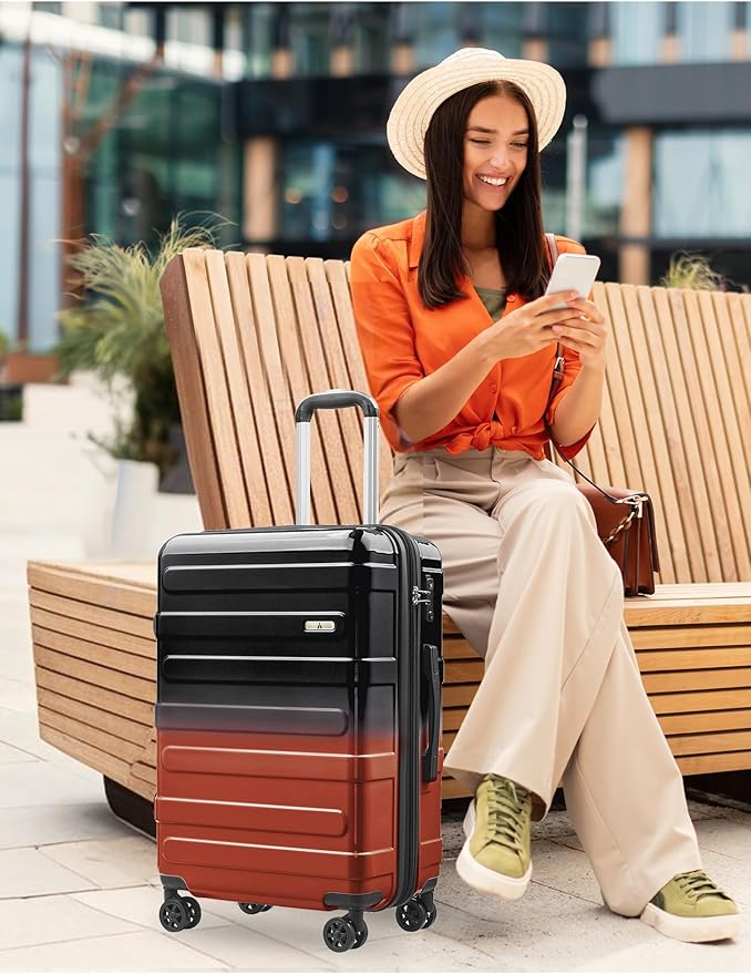 Tolino Luggage 2 Piece（20in/24inch Expandable Luggage Hardshell PC+ABS Leopard Suitcase with Spinner Wheels TSA Lock, Lightweight Rolling Suitcase for Women