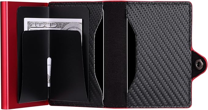 Conceal Plus Card Blocr Pop Up Wallet for Men - Slim Metal RFID Blocking Card Holder (4-6 Cards Ejector) - Minimalist Smart Front Pocket Wallet with Internal Cash + ID Storage