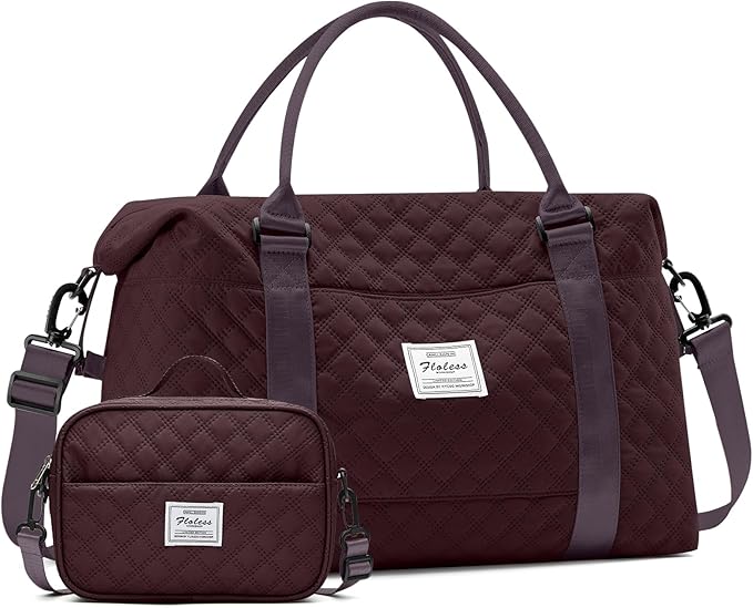 SYCNB Travel Duffel Bag for Women, Gym/Weekender/Carry-On Bags with Toiletry Bag & Adjustable Strap,Personal Item Bags