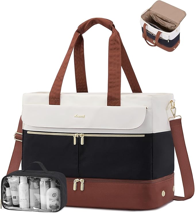 LOVEVOOK Weekender Bags for Women, Wide Open Large Travel Duffle Bag with Shoe Compartment, Carry on Overnight Bags, Hospital Bag for Women Labor Delivery with Wet Pocket