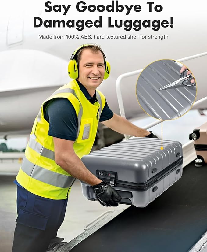 Lekesky 16 Inch Underseat Carry On Luggage Airline Approved, Small Hard Shell Suitcase with TSA Lock Spinner Wheels, Lightweight Personal Item Carry-On for Travel, Grey