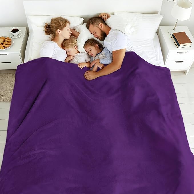 Big Oversized Soft Fleece Blanket, Giant California King Warm Blanket for Whole Family, Bed, Sofa, Couch, Travel and Camping 120x120 Purple