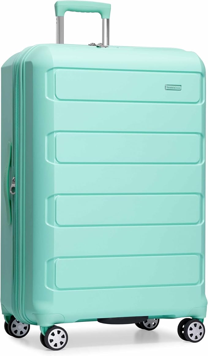Traveler's Choice Pagosa Hardshell Expandable Luggage with Spinner Wheels, Mint, 30-Inch Large