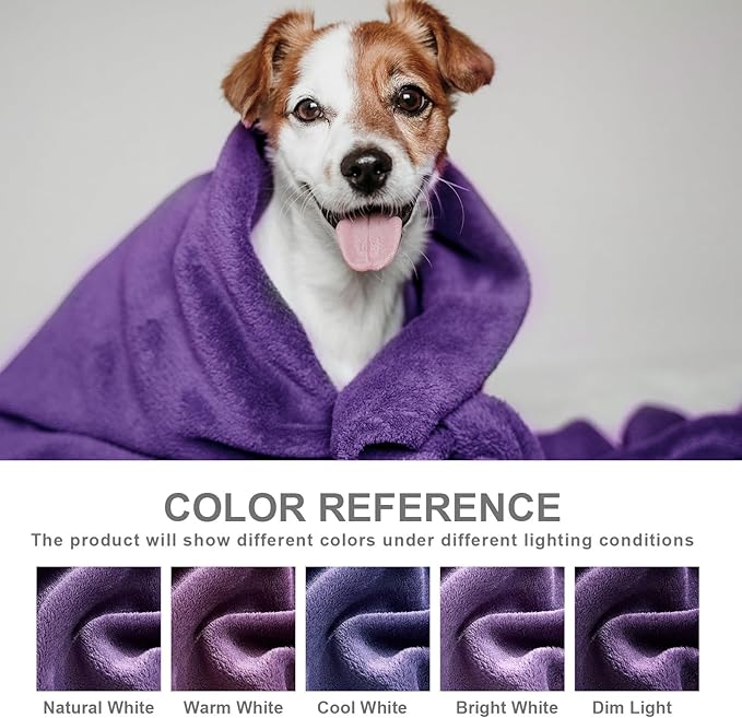 Hansleep Fleece Purple Throw XL Blanket, Super Soft Flannel Fuzzy, Plush Cozy Blanket for All Seasons, Purple, Throw XL 50x70 Inches