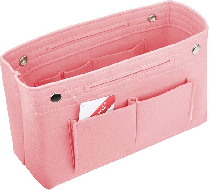 Vercord Felt Purse Tote Organizer Insert Divider Inside Handbag for Women Medium Pink