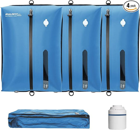 Reusable Vacuum Bags for Travel With Pump,Professional Waterproof IPX8 Zipper Vacuum Compression Bag for Suitcases Backpack,Space Saver Bags Packing Organizers for Clothing Packing(3 Pack,Blue)