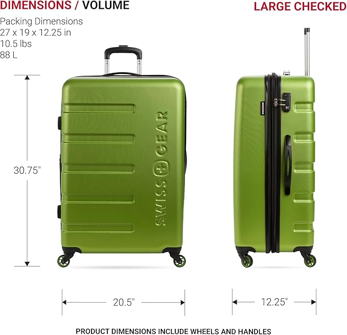 SwissGear 7366 Signature Hardside Expandable Luggage with Spinner Wheels, TSA Lock, Cup-Holder, Green, 2-Piece Set (19/27)