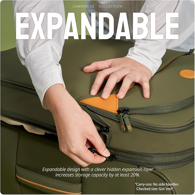 Verage Cambridge Lightweight Carry On Luggage,Softside Expandable Suitcase with Spinner Wheel (20-Inch, Green)