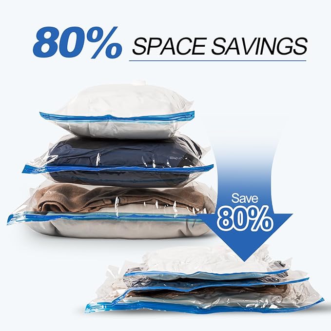 VMstr 15 Pack Travel Vacuum Storage Bags with USB Pump, Vacuum Packing Seal for Luggage and Suitcase, Space Saver for Clothes and Clothing Travel
