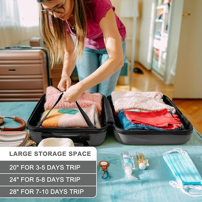 Kono 28 Inch Luggage Expandable Suitcase with Spinner Wheels TSA Lock Lightweight PC+ABS Hardside Large Checked Luggage Durable Rolling Suitcase Grey