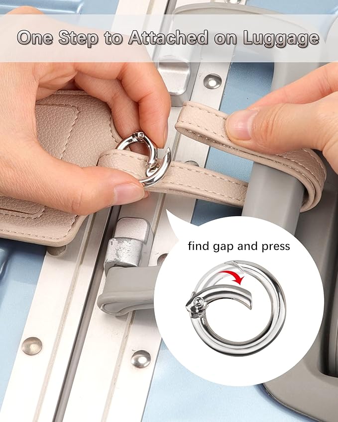 3 Pack Luggage Tags - Quick Install, Privacy Protection, Airplane Travel Essentials for Suitcases, Durable Leather - Lichee Beige
