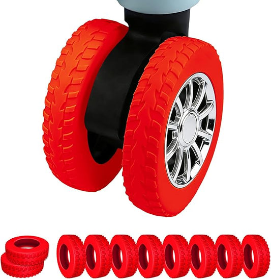 10 Pcs Luggage Wheel Covers,Silicone Protective Covers for 2-2.4" Suitcases Spinner Wheel,Upgraded Wear-Resistant, Silent, Shock Absorption Luggage Travel Accessories(Red)