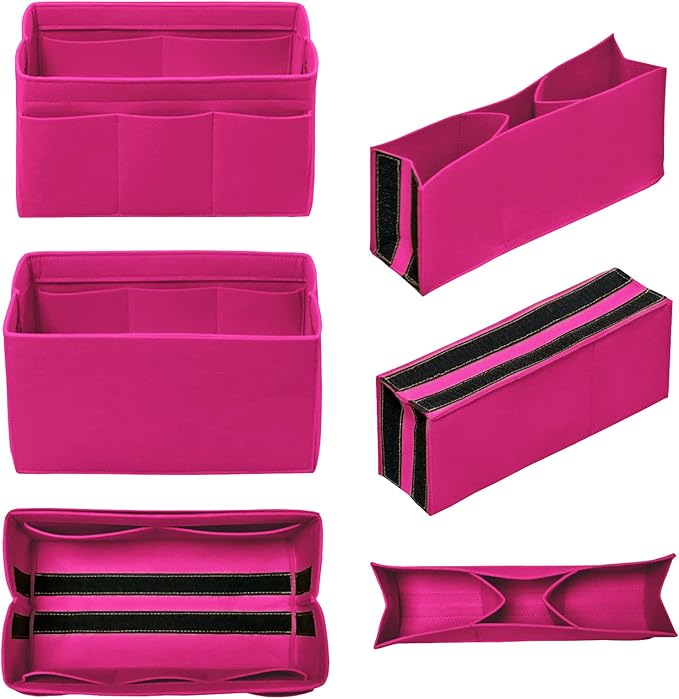 DailyPlus Purse Organizer Insert Felt Bag Organizer Handbag Organizer Insert Bag In Bag Organizer for Tote Purse Bag 14 Pockets Rose X-Large