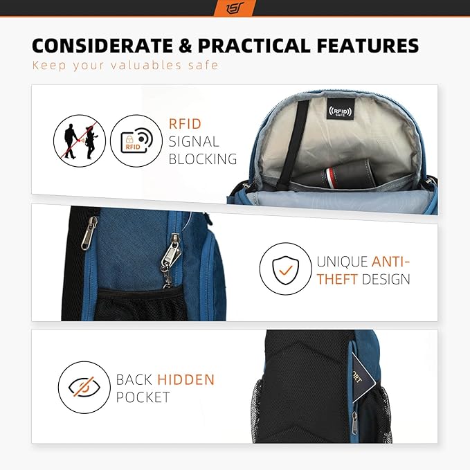 SKYSPER Sling Bag RFID Crossbody Sling Backpack Cross Body Shoulder Bag Travel Hiking Daypack for Women Men(Blue)