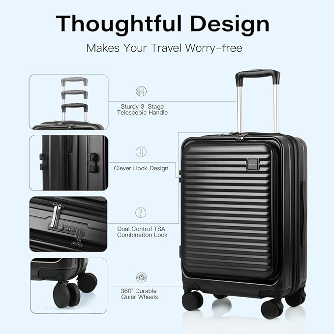 Carry On Luggage Airline Approved, 20 Inch Expandable PC Hardside Lightweight Suitcases with Spinner Wheels and TSA Lock