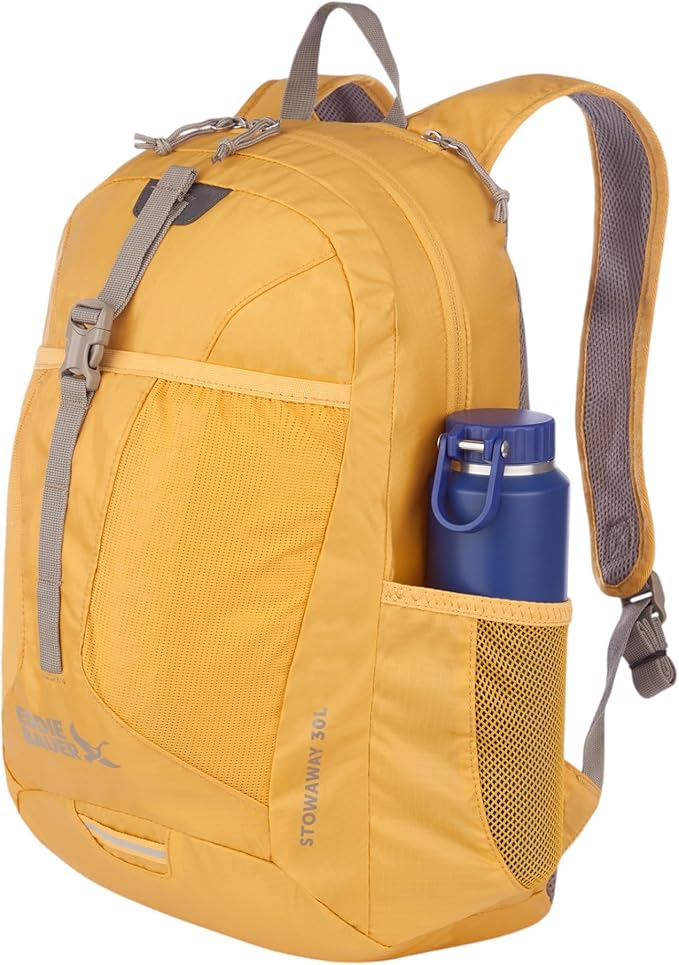 Eddie Bauer Stowaway Packable Backpack | Travel | Outdoor | Lightweight | Foldable | Durable | Ripstop Polyester | 30L - Field Gold