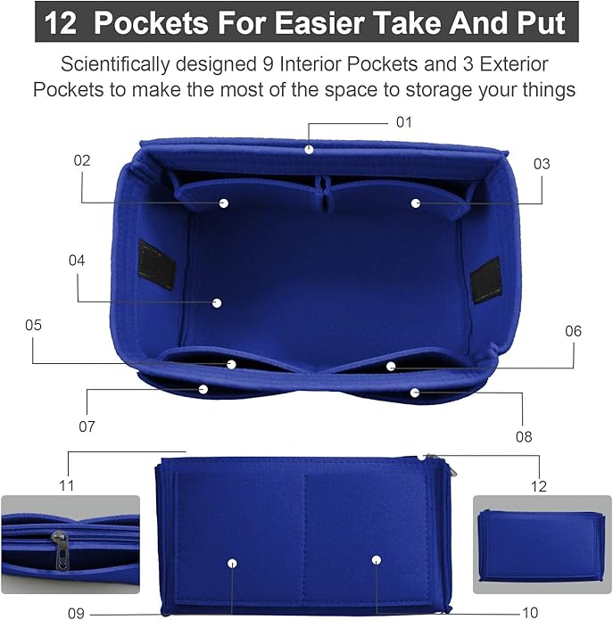 OMYSTYLE Purse Organizer Insert, Felt Tote Bag Organizer Insert with 5 Sizes, Handbag Dividers for Inside Purse, Compatible with Longchamp, Neverful, Speedy and More