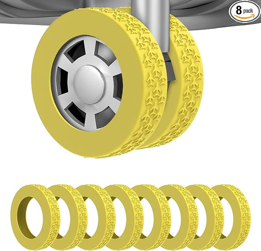 8Pcs Luggage Wheel Covers,Silicone Suitcase Cover for 2-2.4'' Spinner Wheel, Carry On Luggage Wheels Protector,Upgrade Suitcase Wheels Protective,Essential Travel Accessories (Yellow-F)