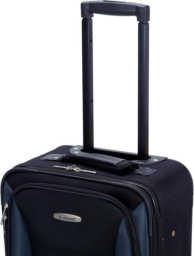 Rockland Fashion Softside Upright Luggage Set, Black/Gray, 2-Piece (14/19)