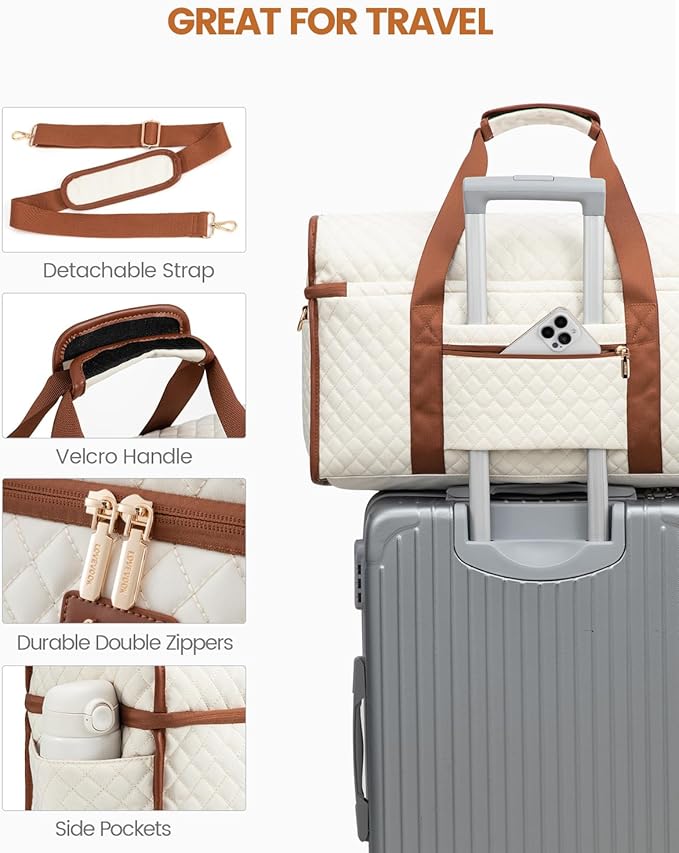 LOVEVOOK Travel Duffle Bag - Weekender & Overnight Bag with Toiletry & Wet Pocket, Carry-On Size, 3pc Set