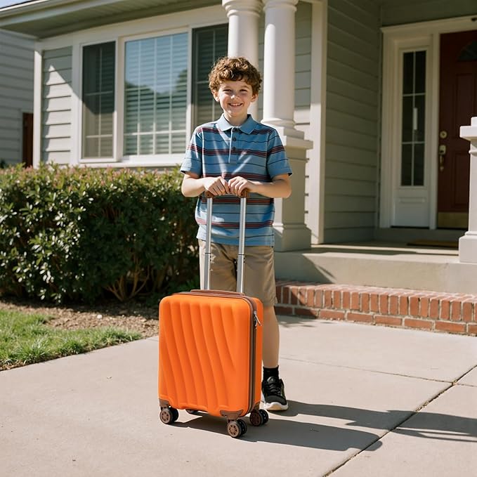 Luggage Sets 6 Piece Suitcases with Wheels,ABS Hard Case Suitcases with Spinner Wheels,Durable Travel Luggage(Orange, 6 Piece Set(16"/20"/24"/28))