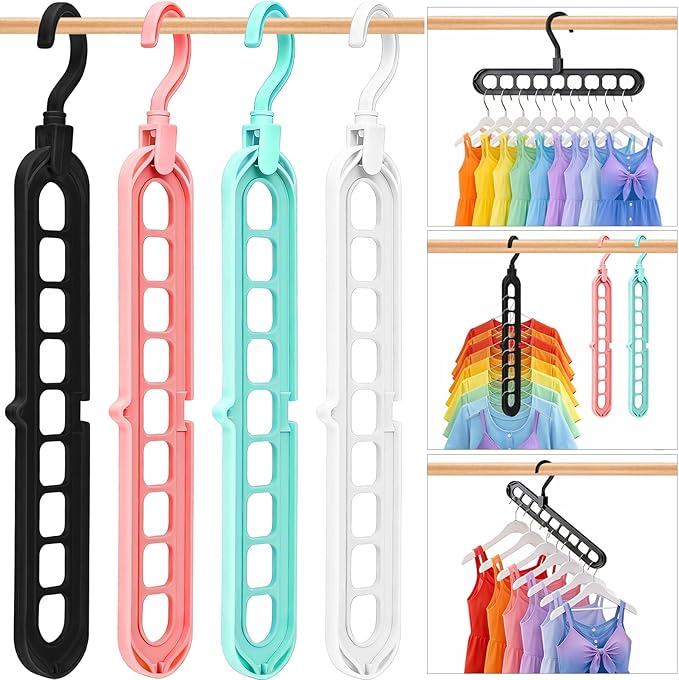 Closet Organizers and Storage, Multifunctional Organization and Storage Home Essentials Magic Space Saving Hangers with 9 Holes for Wardrobe Closet Heavy Clothes