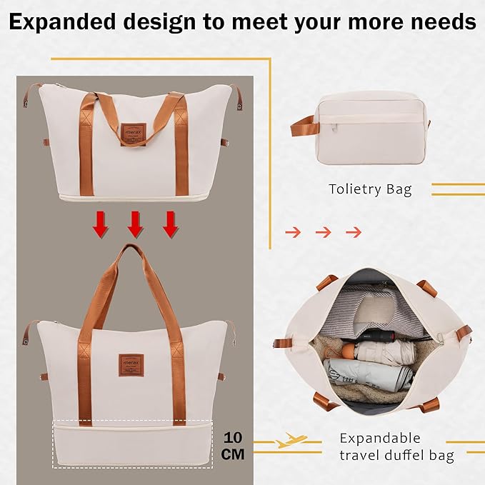 Merax Luggage Sets 2 Piece Suitcase Set, Hardshell 20 IN & 28 IN Suitcase Set with Duffel Bag, Travel Suitcases with Spinner Wheels and TSA Lock(Khaki & Brown)