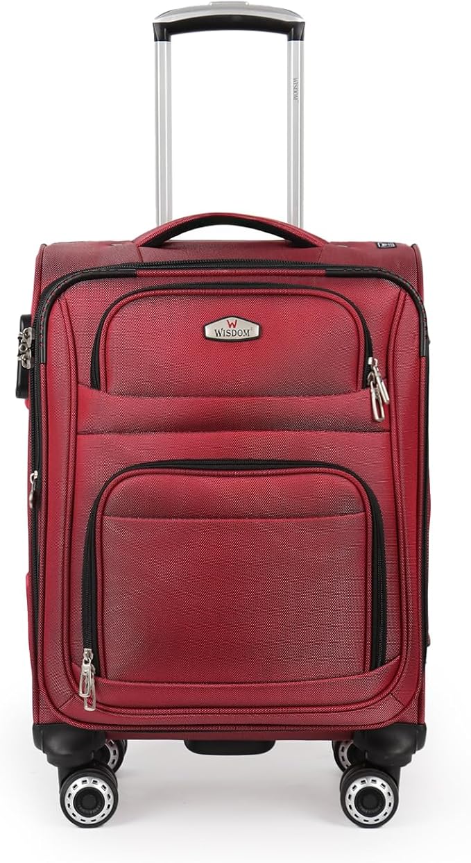 20'' Carry on Luggage,Softside Suitcase w/Combination LOCK,Expandable 15% Luggage w/Double Spinner Wheels,Lightweight Rolling Suitcases for Men/Women（Red,20in）