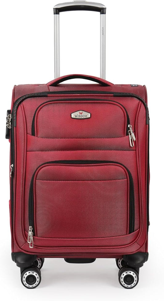 20'' Carry on Luggage,Softside Suitcase w/Combination LOCK,Expandable 15% Luggage w/Double Spinner Wheels,Lightweight Rolling Suitcases for Men/Women（Red,20in）