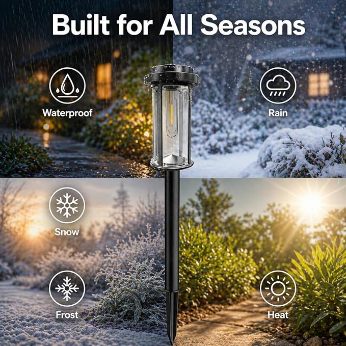DERAYSION 8 Pack Solar Pathway Lights Outdoor 21" LED Solar Garden Lights | Dusk to Dawn Bright Solar Lights Outdoor Waterproof IP65 Outdoor Solar Lights for Garden Yard Path Landscape Driveway Decor
