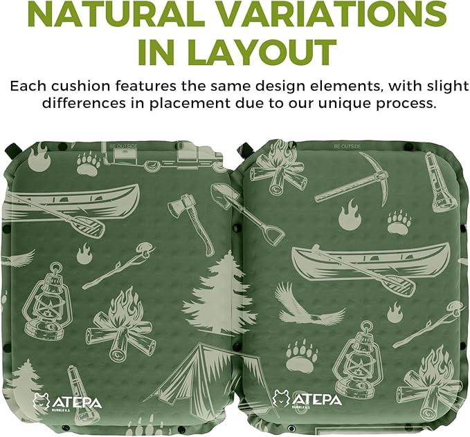 ATEPA Inflatable Seat Cushion, Self-Inflating Portable Stadium Airplane Travel Foam Cushion Pad for Camping, Sports Events, Outdoor