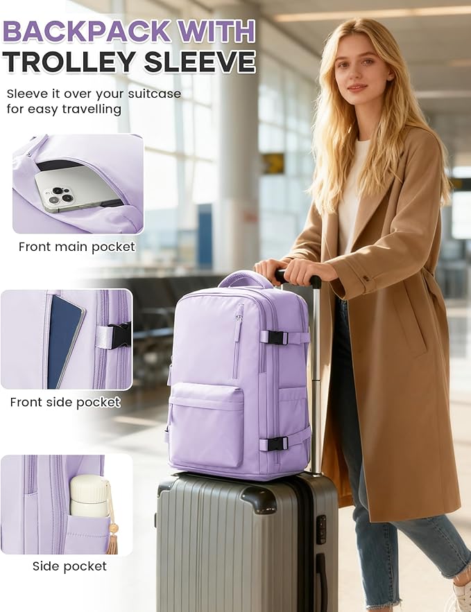 WONHOX Large Travel Backpack Carry on Flight Approved Laptop Work Business Backpack for Women Men Mochila de Viaje