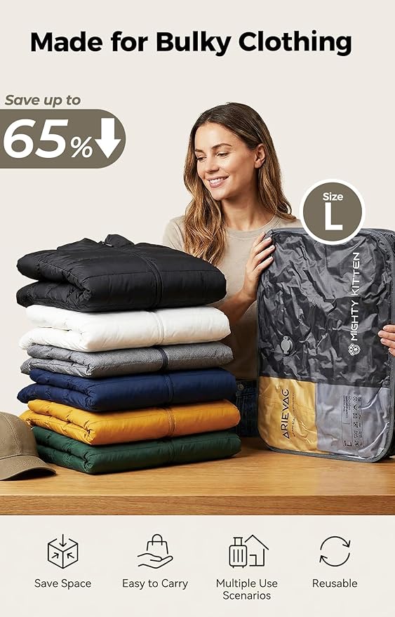 Vacuum Storage Bag Kit with Pump, 41L Compression Bag for Home Organization & Long Trips, Vacuum Seal Storage for Luggage & Seasonal Storage (1-Pack)