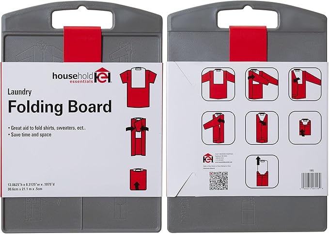 Household Essentials 195 Shirt Folding Board For T-Shirts, Polos And Dress Shirts, Black