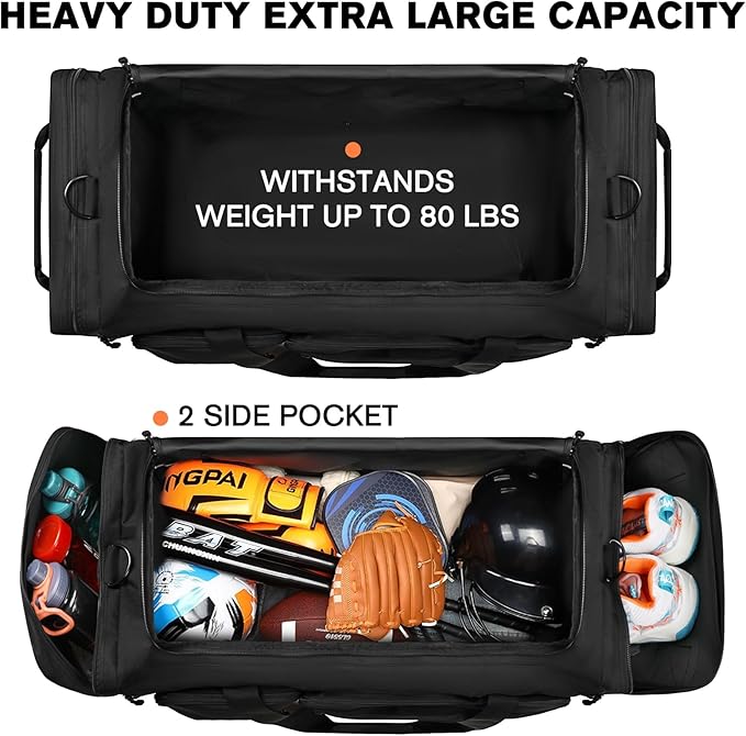Goloni 130L Heavy Duty Large Duffle Equipment Bag,Catchers Gear Bag with Shoe Compartment,Baseball Duffle Bag