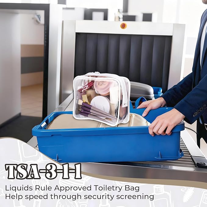6 Pieces Clear Makeup Bags Bulk TSA Approved Toiletry Bag for Travel PVC Waterproof Clear Cosmetic Pouch with Zipper for Men and Women Carry-on Travel Essentials (White)