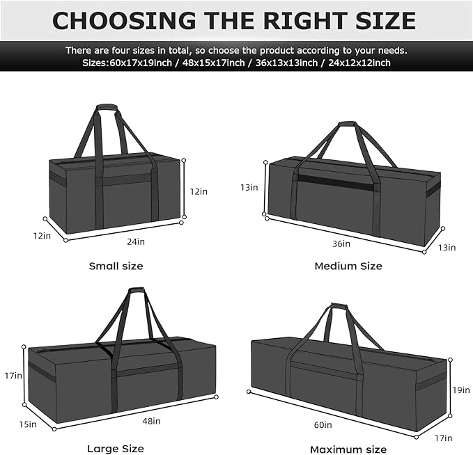 48 Inch Sports Duffel Travel Bag, Sturdy & Water Resistant Large Duffle Bag, Durable Equipment Storage Bag for Camping Tent Moving (Black)