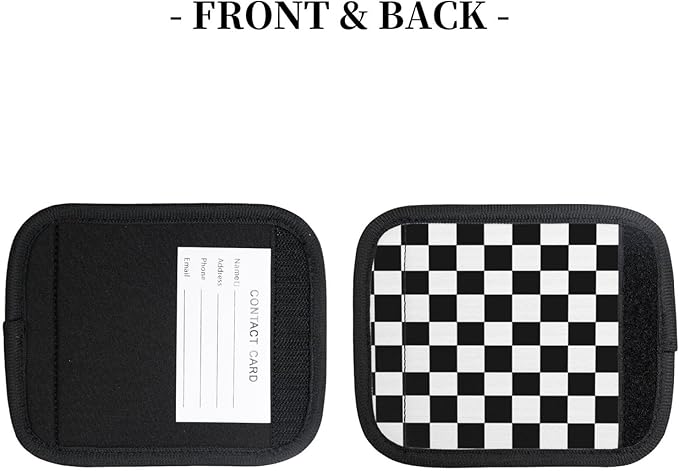 Black White Checkered 2PCS Luggage Handle Wrap for Suitcase Neoprene Luggage Handle Covers Comfort Suitcase Luggage Identifiers Travel Accessories