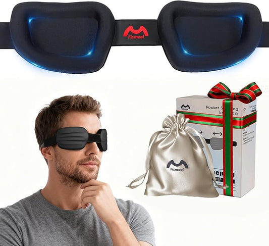 100% Blackout Sleep Eye Mask for Women Men, Zero Pressure Sleeping Mask - Sleeping Mask and Eyelash Friendly Night Blindfold, Adjustable Ultra Soft Comfortable for Dry Eye Mask (Black)